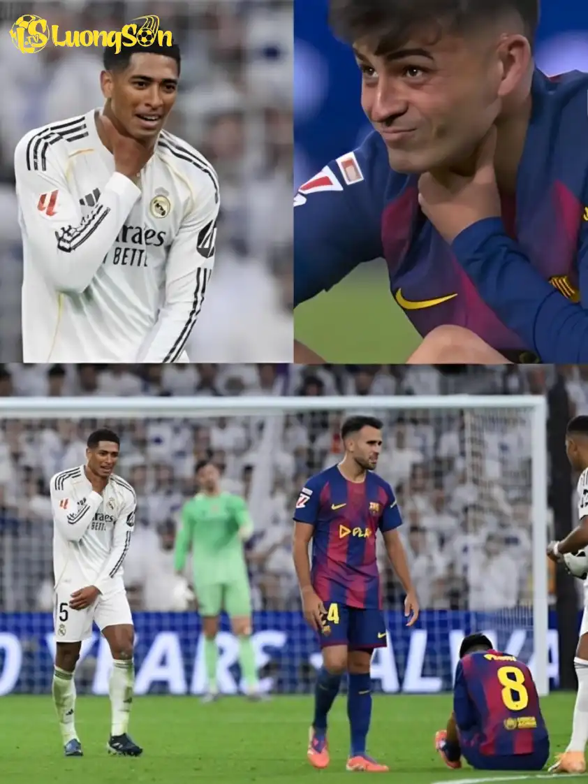 Bellingham tiếp tục trêu chọc bằng cách bắt chước hành động của đối thủ. (Ảnh: theMadridZone) Bellingham tiếp tục trêu chọc bằng cách bắt chước hành động của đối thủ.