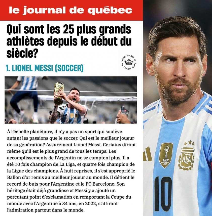 Messi được vinh danh là VĐV vĩ đại nhất thế kỷ 21